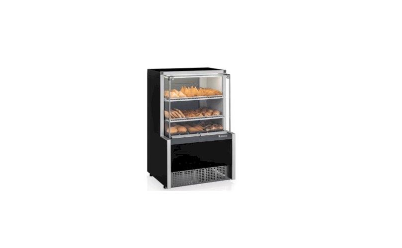 Vitrine Quente Estufa 0,74m Linha Aurora MEQA-075 PR Preta Gelopar